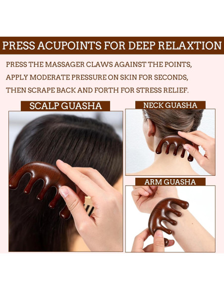 Peine de Masaje de Cuero Cabelludo de Madera Sándalo 9.5cm