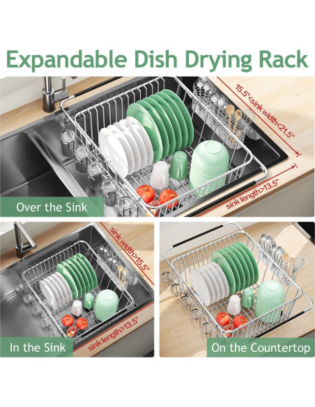 Escurridor de Platos Extensible Fanbsy Acero Inoxidable 38.7x33.6cm Escurridor de Platos Extensible Fanbsy Acero Inoxidable 38.7x33.6cm
