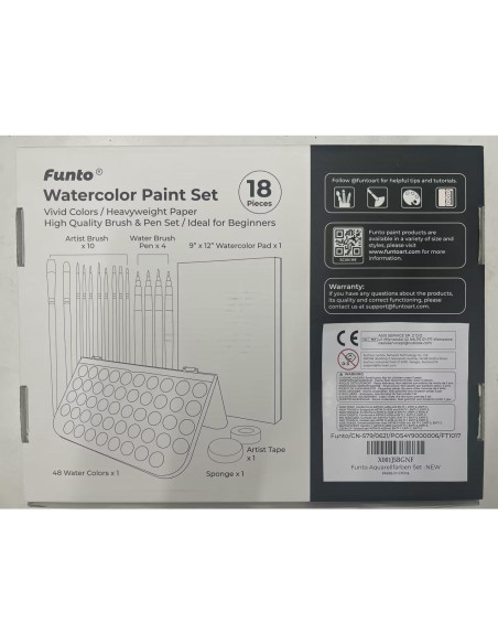 Juego de Acuarelas Funto 48 Colores con Pinceles y Bloc 30 Hojas Juego de Acuarelas Funto 48 Colores con Pinceles y Bloc 30 Hojas