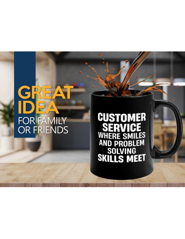 Taza de Café 11oz Negra Flairy Land - Humor Atención Cliente