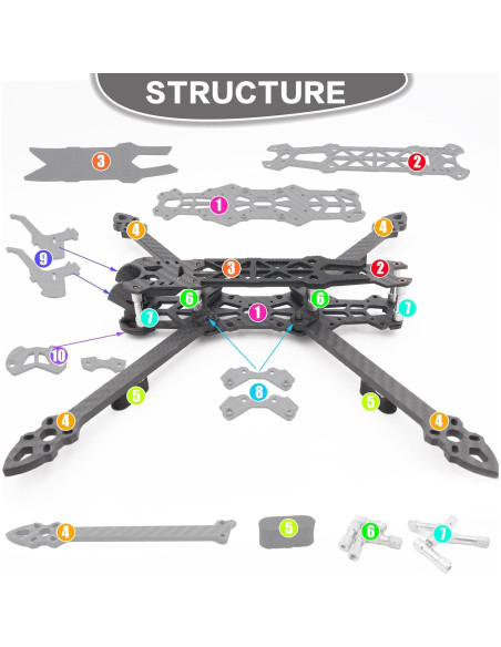 Marco de Drone FPV Raflot 7" Carbono 295mm Freestyle Marco de Drone FPV Raflot 7" Carbono 295mm Freestyle