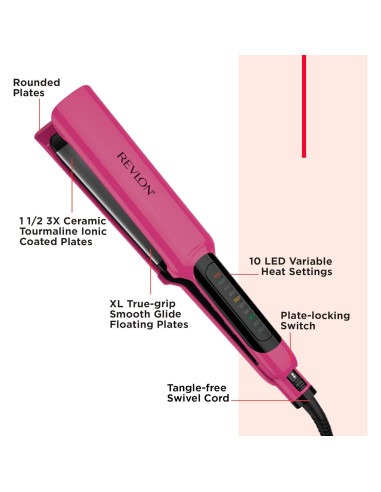 Plancha de Cerámica Revlon Smooth Brilliance 1.5" Rosa