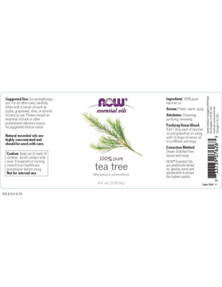 Aceite de Árbol de Té Now Foods 113 ml - Purificante Aceite de Árbol de Té Now Foods 113 ml - Purificante