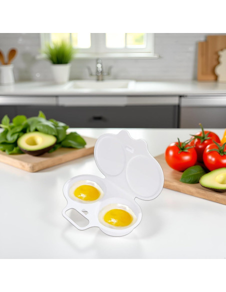 Poachador de Huevos Microondas Qintreesify 2 Cavidades Antiadherente Poachador de Huevos Microondas Qintreesify 2 Cavidades Antiadherente