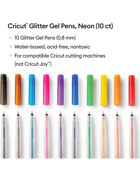 Bolígrafos de Gel Brillante Cricut - Arcoíris 10 Colores 0.8 mm Bolígrafos de Gel Brillante Cricut - Arcoíris 10 Colores 0.8 mm