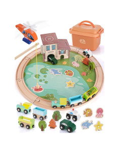 Juego de Vías de Tren de Madera Jessruly - 48 Piezas Educativas