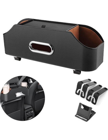 Organizador de Asiento de Auto QKDS con 2 Portavasos Negro Organizador de Asiento de Auto QKDS con 2 Portavasos Negro