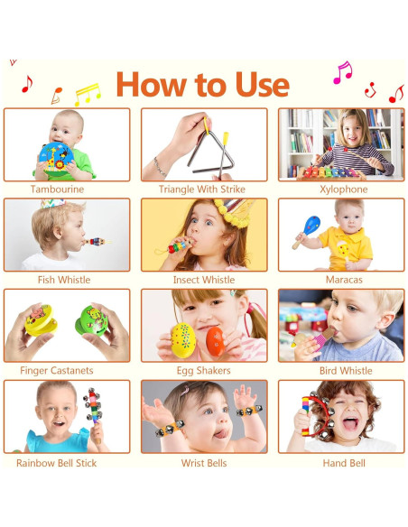 Juego de Instrumentos Musicales INLAIER 20 Piezas para Niños Juego de Instrumentos Musicales INLAIER 20 Piezas para Niños