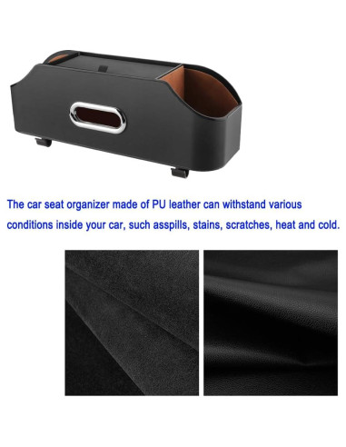 Organizador de Asiento de Auto QKDS con 2 Portavasos Negro