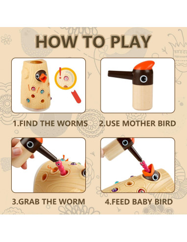 Juguete Montessori de Captura de Gusanos y Pista de Autos