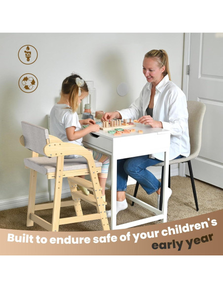 Silla Alta de Madera Easyego Ajustable para Niños 2-12 Años Silla Alta de Madera Easyego Ajustable para Niños 2-12 Años
