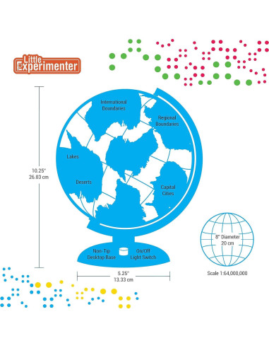 Globo Terráqueo Iluminado Little Experimenter 20 cm para Niños