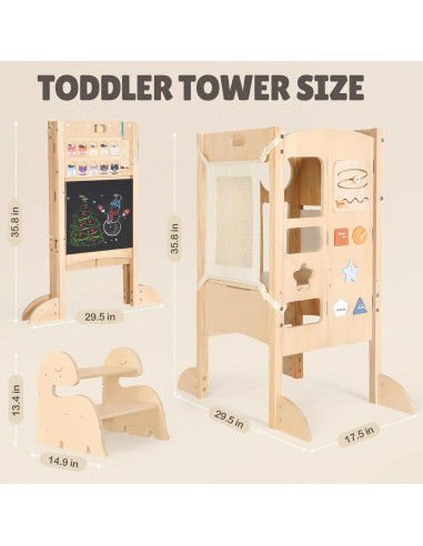 Torre Plegable Joyreal para Niños con 2 Escalones y Actividades