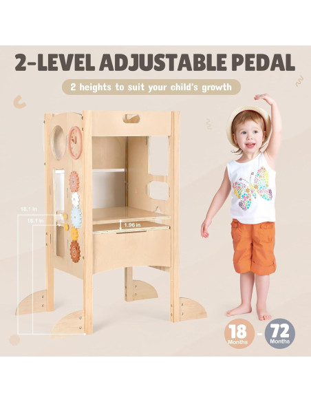 Torre Plegable Joyreal para Niños con 2 Escalones y Actividades Torre Plegable Joyreal para Niños con 2 Escalones y Actividades