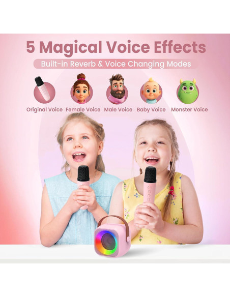 Mini Máquina de Karaoke Two3Sevens Rosa 25 Canciones 2 Micrófonos Mini Máquina de Karaoke Two3Sevens Rosa 25 Canciones 2 Micrófonos