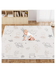 Alfombra de Juego para Bebés QZ03 150x150 cm Reversible Antideslizante