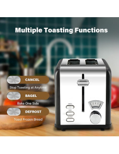 Tostadora YSSOA 2 Rebanadas Negra, 5 Niveles de Dorado 2