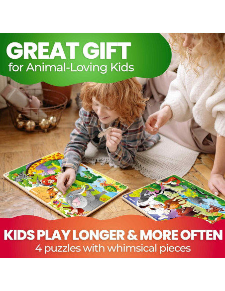 Rompecabezas de Madera QUOKKA 4 Set - 24 Piezas para Niños 3-8 Años Rompecabezas de Madera QUOKKA 4 Set - 24 Piezas para Niños 3-8 Años