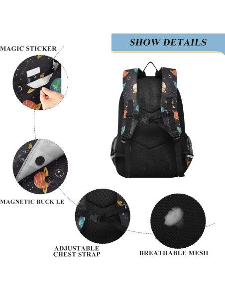 Mochila Escolar Unisex Domook Cohetes Planetas 15L Mochila Escolar Unisex Domook Cohetes Planetas 15L
