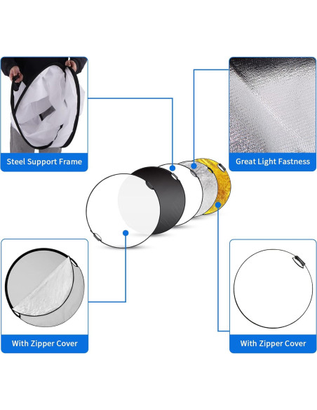 Reflector Fotográfico 32" Selens 5 en 1 Plegable con Funda Reflector Fotográfico 32" Selens 5 en 1 Plegable con Funda