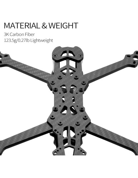 Marco de Drone de Carreras FPV 5" DashRC Fibra de Carbono 225mm Marco de Drone de Carreras FPV 5" DashRC Fibra de Carbono 225mm