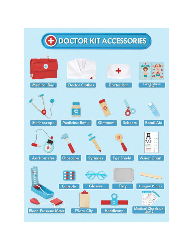 Kit de Doctor de Madera Lehoo para Niños 3+ Años - Juguete Educativo