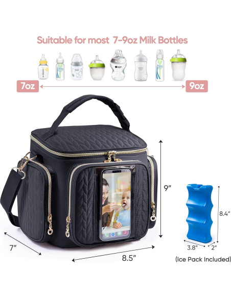 Bolsa de Viaje Aislante SFYBYHEART para Leche Materna 6 Biberones Bolsa de Viaje Aislante SFYBYHEART para Leche Materna 6 Biberones