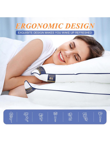 Almohadas King MZOIMZO - Juego de 2, Soporte Ergonómico y Transpirable
