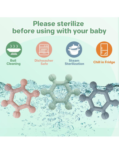 Paquete de 3 Juguetes de Dentición Silicona BPA Free Bebés