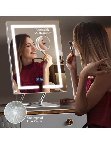 Espejo de Maquillaje Iluminado ENJNST 5X Ajustable 360