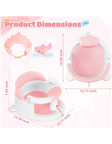 Asiento de Baño para Bebés Kirumie Rosa Antideslizante 1.2kg Asiento de Baño para Bebés Kirumie Rosa Antideslizante 1.2kg