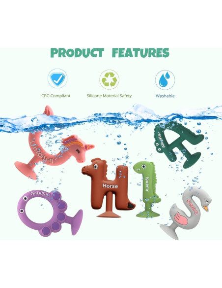 Juguetes de Baño de Silicona Juglok - 26 Letras del Alfabeto Juguetes de Baño de Silicona Juglok - 26 Letras del Alfabeto
