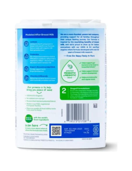 Feliz Bebé Fórmula Infantil Orgánica Etapa 2 649.9g Feliz Bebé Fórmula Infantil Orgánica Etapa 2 649.9g