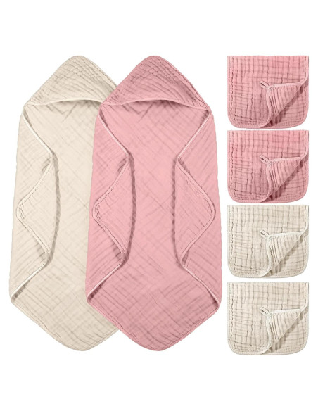 Juego de Toallas de Baño VitalCozy para Bebés 6 Piezas Juego de Toallas de Baño VitalCozy para Bebés 6 Piezas