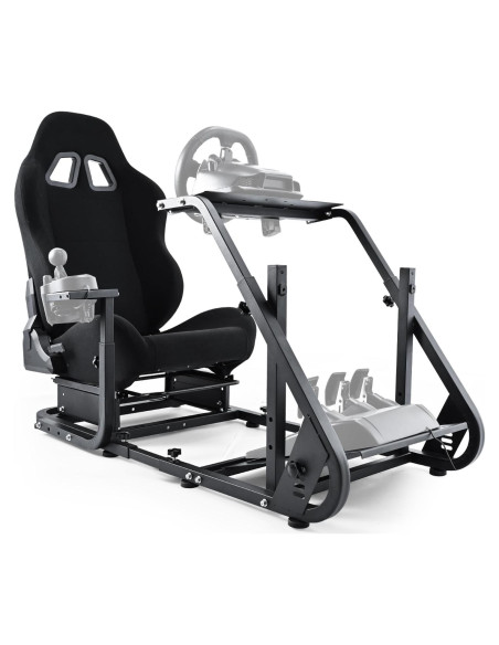 Cockpit Simulador de Carreras Minneer Negro Ajustable para Logitech G29 G923 Cockpit Simulador de Carreras Minneer Negro Ajustable para Logitech G29 G923