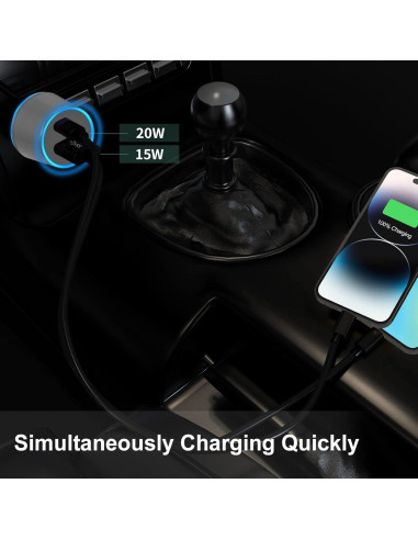 Cargador de coche Cluvox 35W USB C y USB A, 2 unidades