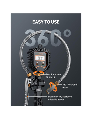 Manómetro Digital de Neumáticos AstroAI 250 PSI con Inflador