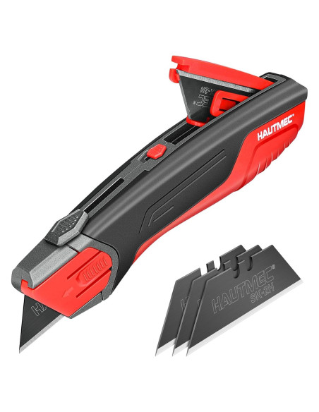 Cuchillo de Utilidad Retráctil HAUTMEC HT0414-KN con 4 Cuchillas Cuchillo de Utilidad Retráctil HAUTMEC HT0414-KN con 4 Cuchillas