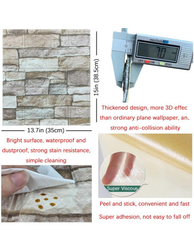 Paneles de Pared 3D Autoadhesivos YU LI 10PCS Color Roca