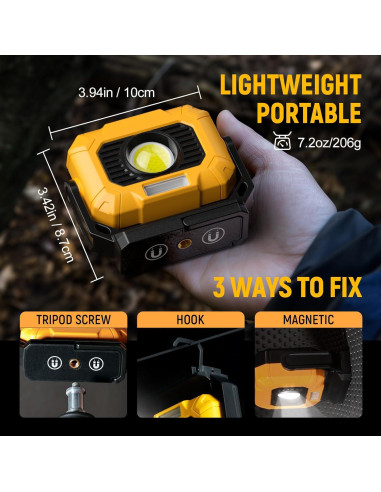 Luz de Trabajo Magnética Recargable Adelante 1500LM 12 Modos