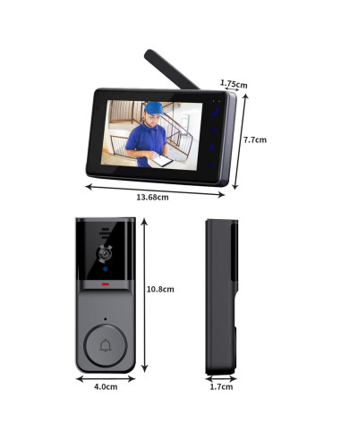 Cámara de Timbre Inalámbrico TKMARS IP06 HD 1080P 4.3"