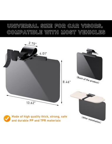 Visera Solar para Coche Povtii Polarizada Ajustable 21.6x34.5cm