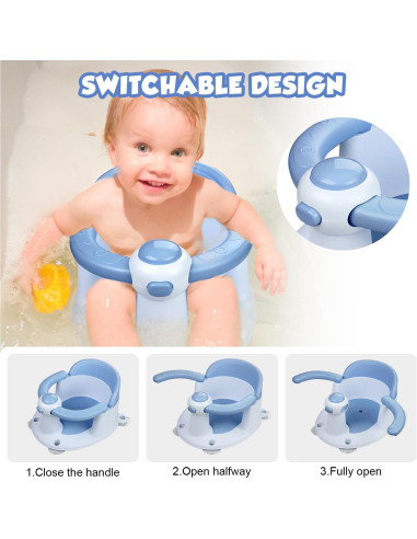 Asiento de Baño para Bebés Azul - Antideslizante y Seguro