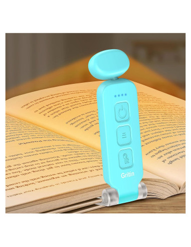 Luz de Libro Recargable Gritin Azul con 3 Colores y Brillo Ajustable