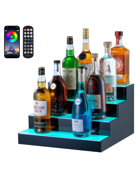 Estante de Botellas de Licor Iluminado LED VEVOR 4 Niveles 40.64cm Estante de Botellas de Licor Iluminado LED VEVOR 4 Niveles 40.64cm