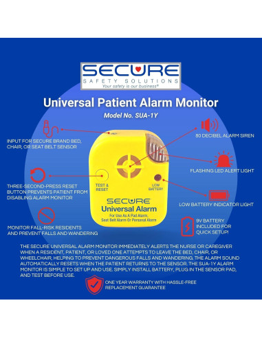 Alarma de Silla Personal Safety 45CSET-1Y con Sensor 30.48cm