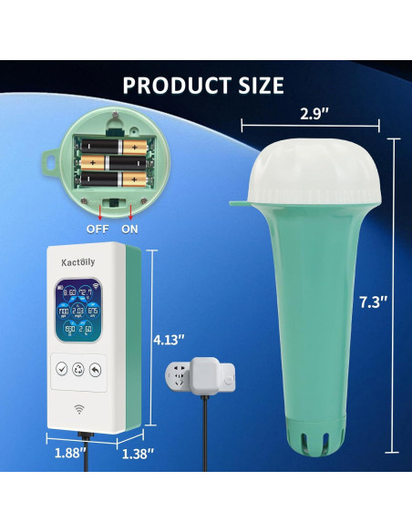 Probador Digital de Agua de Piscina Kactoily KY-YC7-1WIFI, pH, Cloro, Sal Probador Digital de Agua de Piscina Kactoily KY-YC7-1WIFI, pH, Cloro, Sal