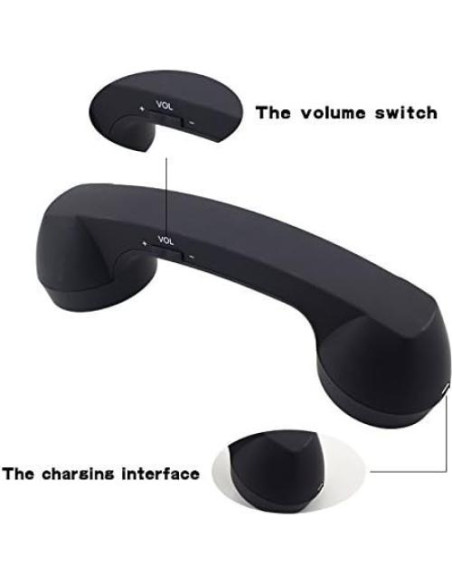 Auricular Bluetooth Retro ENJOY-UNIQUE con Micrófono HD Negro Auricular Bluetooth Retro ENJOY-UNIQUE con Micrófono HD Negro