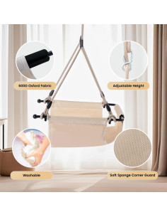 Silla de Columpio Minimalista ROPECUBE Beige Ajustable 2