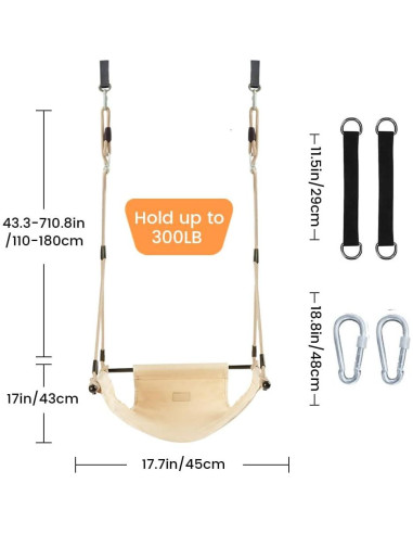 Silla de Columpio Minimalista ROPECUBE Beige Ajustable